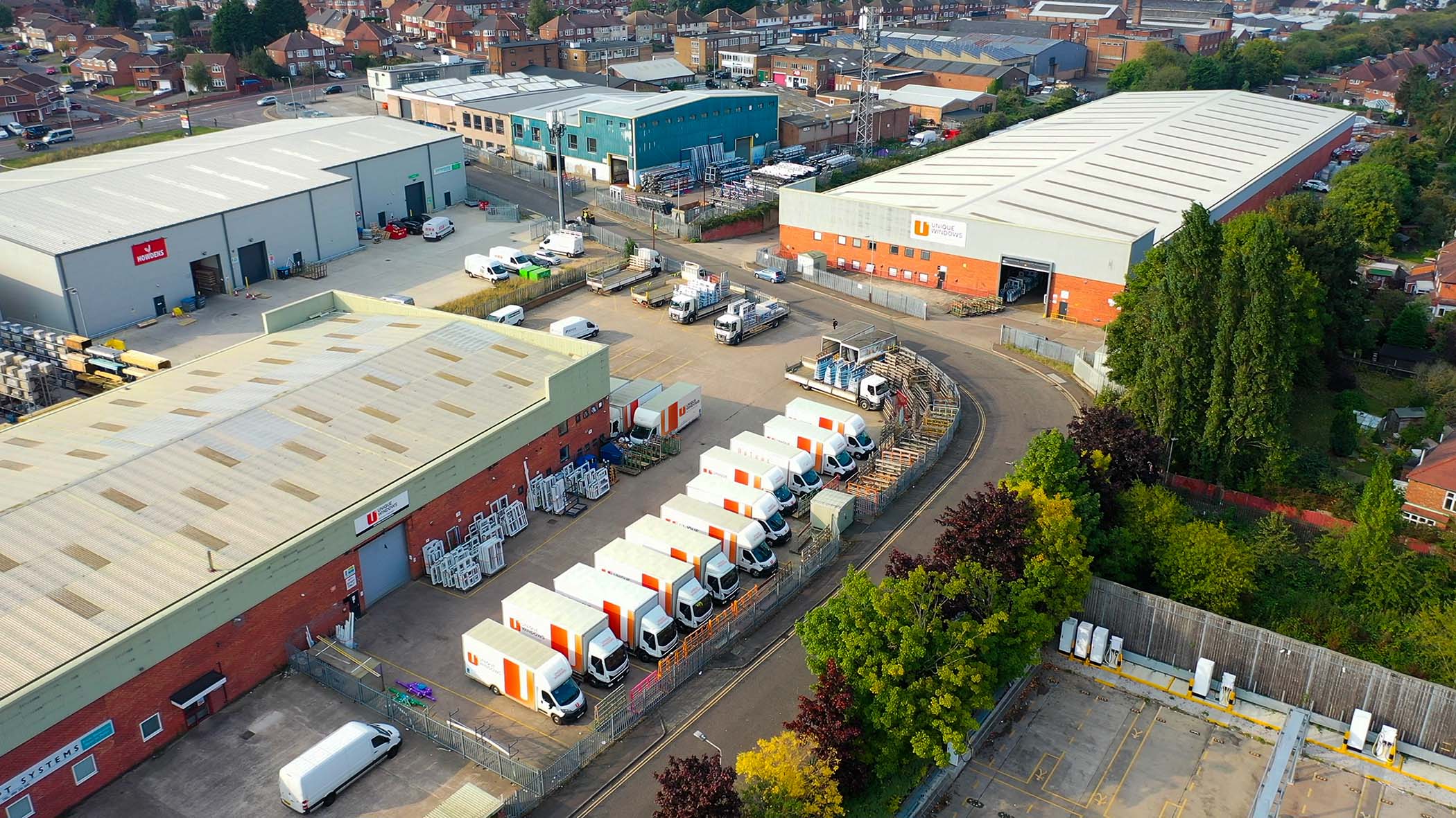 An aerial view of the Unique Windows Systems' site